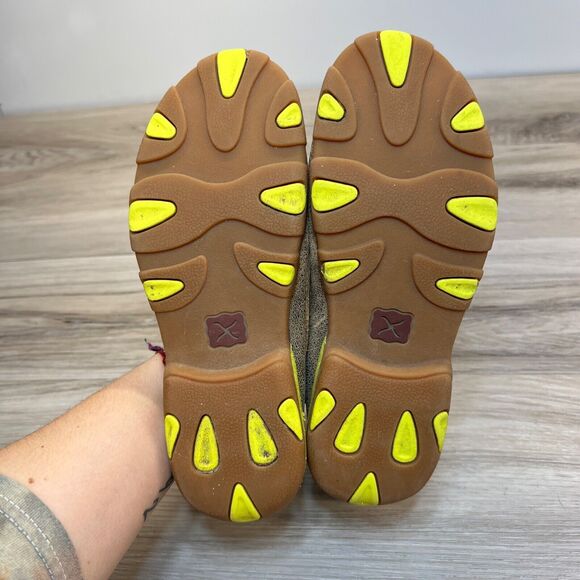 Twisted X Youth Brown Neon Bomber Leather Boat Shoe Loafers Size 3M (YDM0005) - Picture 7 of 10